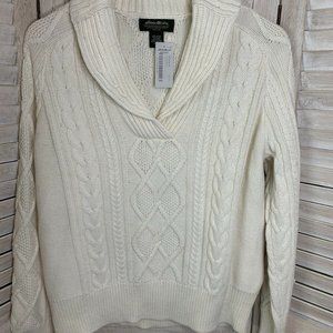 NWT Eddie Bauer Ladies Ivory Sweater XLP